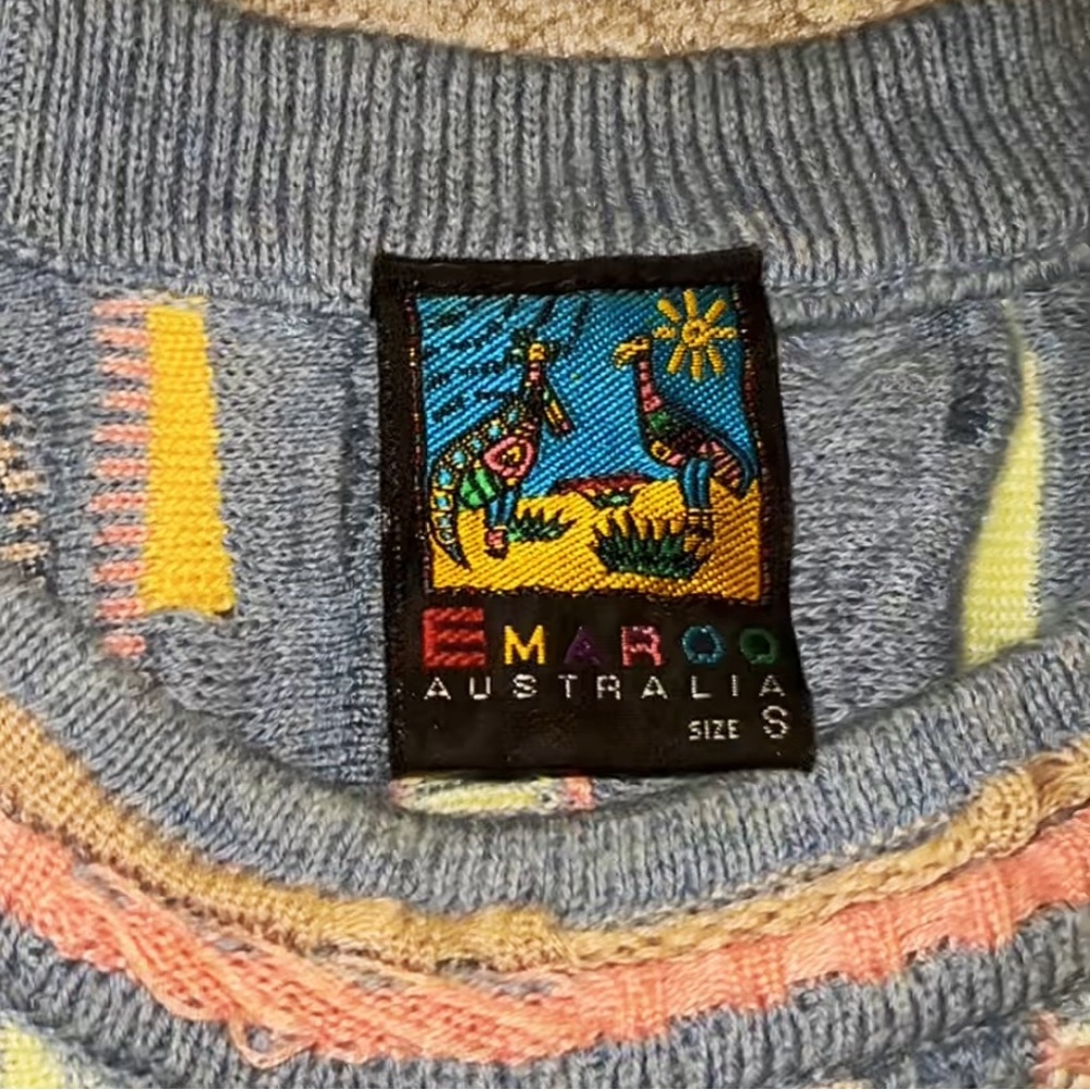 Emaroo Australia size small 90s pastel blue sweater. Vintage rare good condition